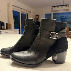 Aetrex Black Ankle Boots with Buckle Accent